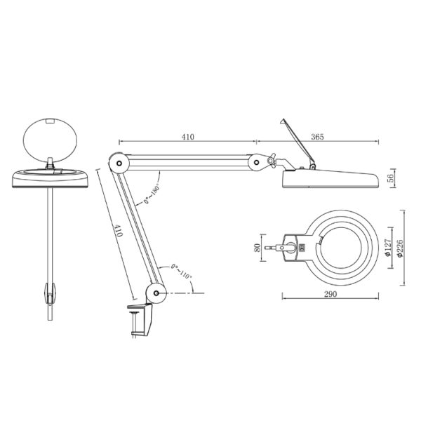 magnifying lamp 127mm lens 5inch led magnifier clamp table base - Image 2